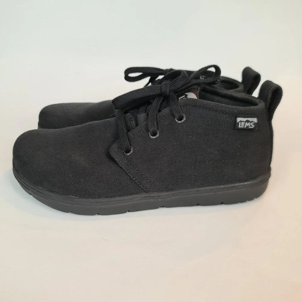 LEMS Chukka Canvas Boots Mens 7 Women's  8.5 Blackout Vegan Minimalist‎ Shoes
